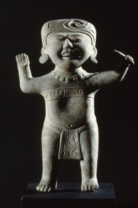 Totonac estatueta com um rosto sorridente, do estado de Veracruz, Late Classic período